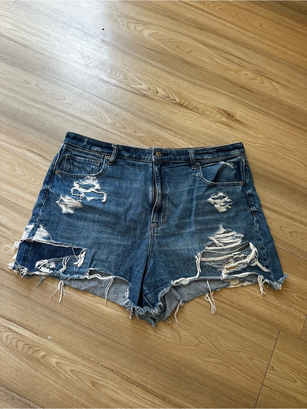 American Eagle Outfitters Distressed Blue Ripped Denim Shorts